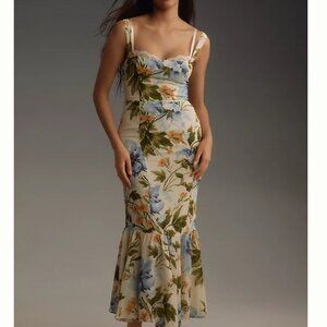 Reformation Floral Midi Dress - Blue and Green